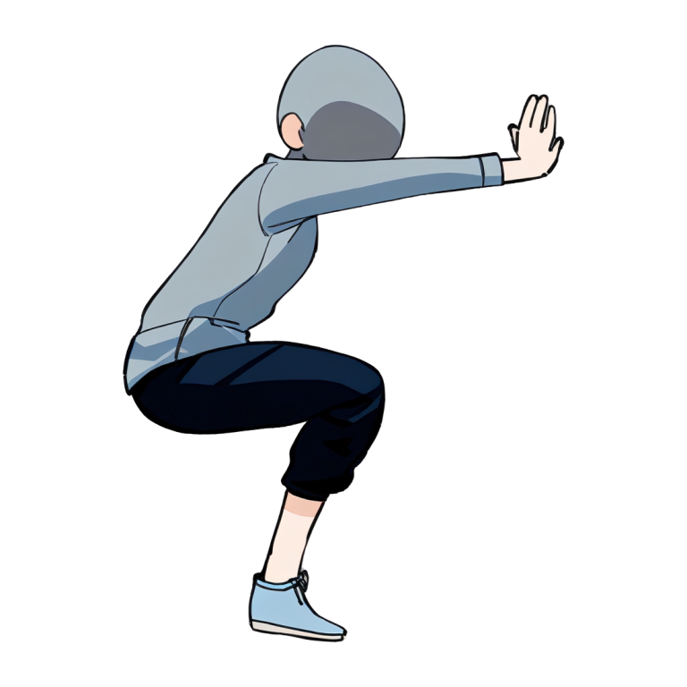 Bodyweight Squat, drawn in position