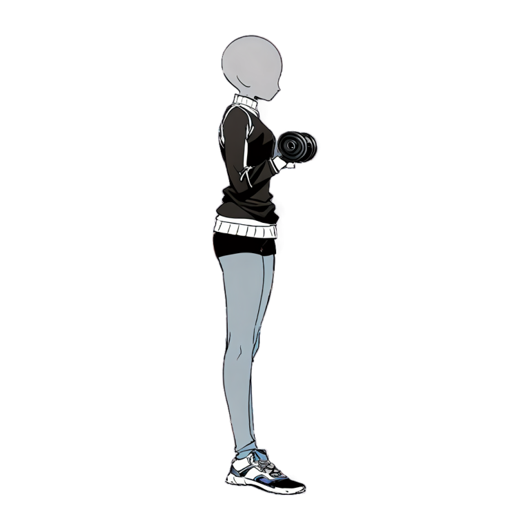 Dumbbell Curl, drawn in position