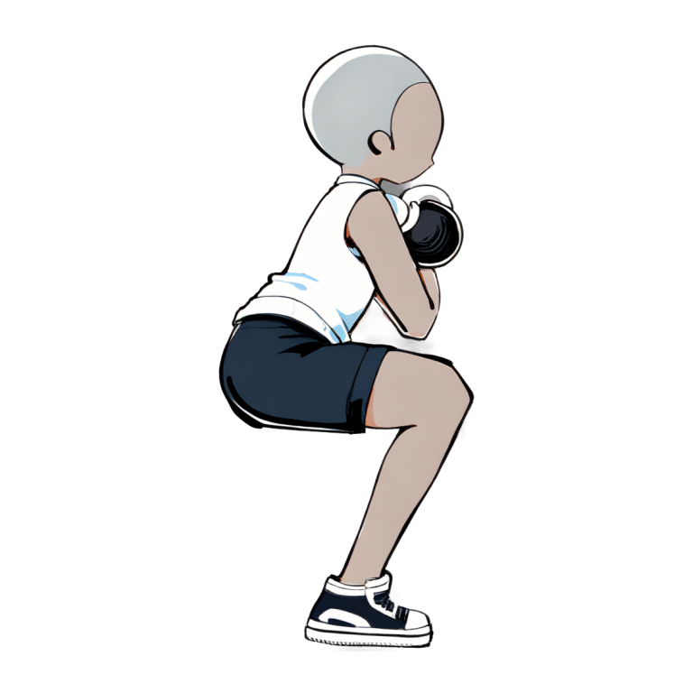 Goblet Squat, drawn in position
