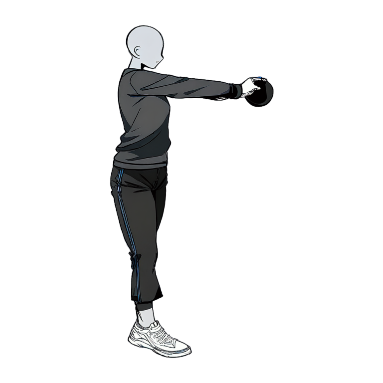 Kettlebell Swing, drawn in position