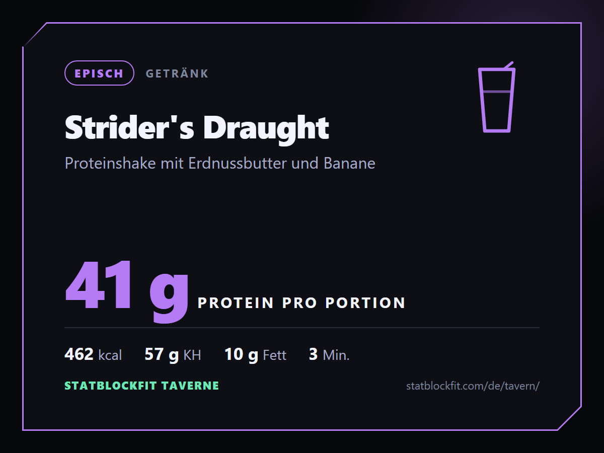 Strider's Draught: Proteinshake mit Erdnussbutter und Banane, 41 g Protein pro Portion