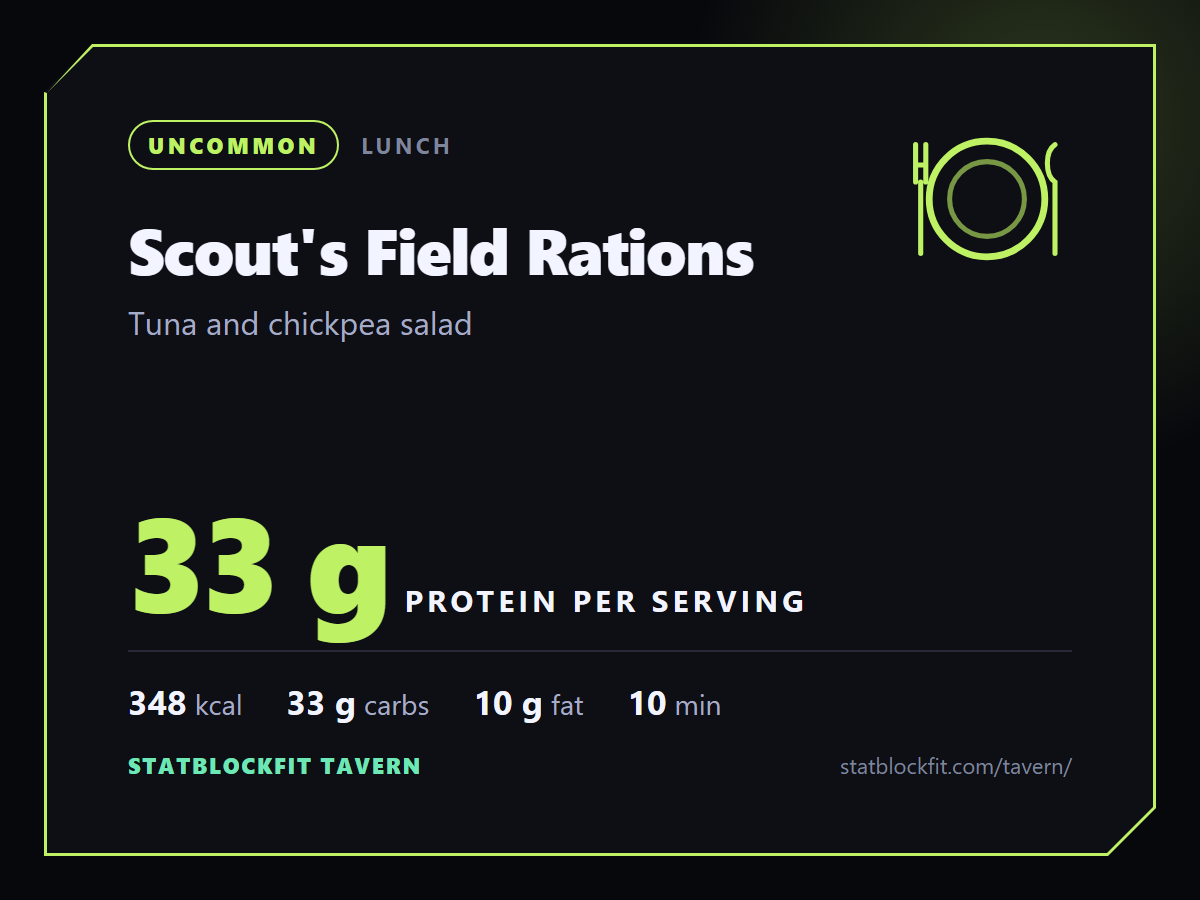 Scout's Field Rations: Tuna and chickpea salad, 33 g protein per serving