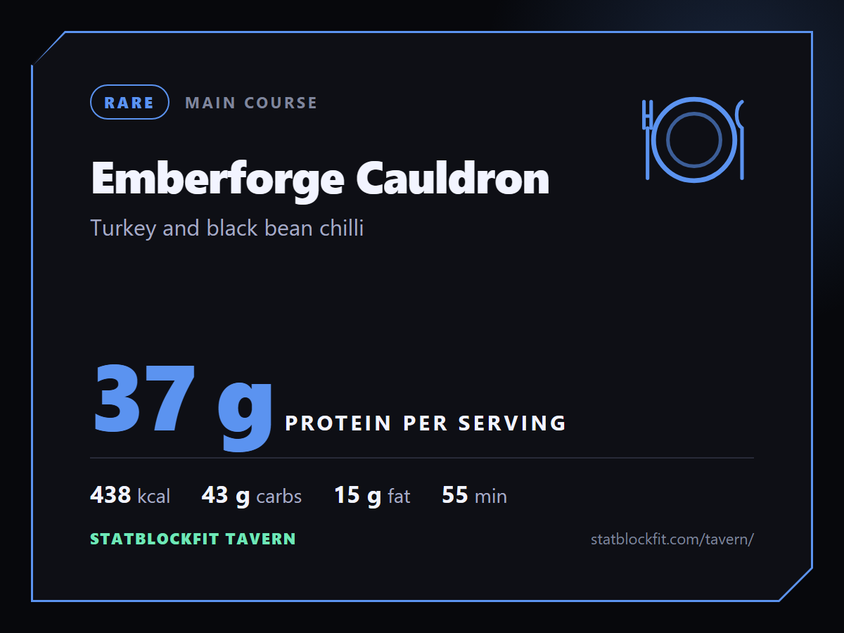 Emberforge Cauldron: Turkey and black bean chilli, 37 g protein per serving